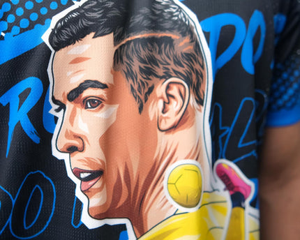 Ronaldofan Black Yellow Football Jersey | Goat Edition Overhead Kick Design