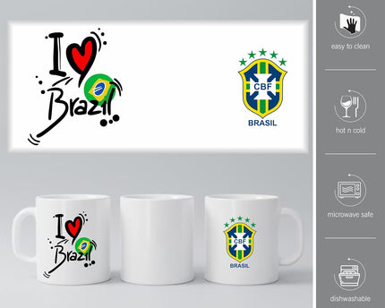 I Love Brazil Printed White Ceramic Mug Coffee Mug