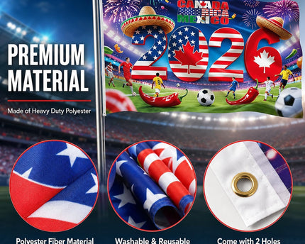 World Cup 2026 Outdoor Flag, Soccer Fans Banner, International Country Flag
