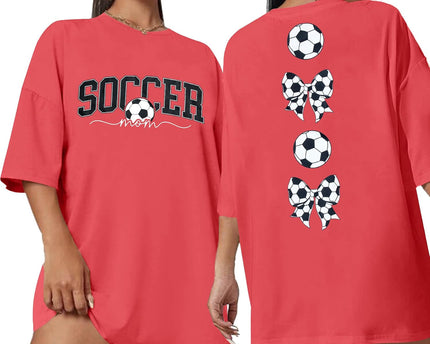 Soccer Cup 2026 Shirt Soccer Mom Shirts Women Oversized Football Match Season Jersey Bow T-Shirt Short Sleeve Top