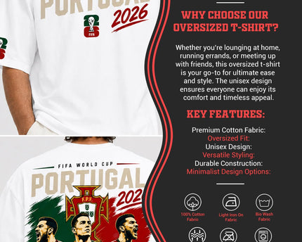 The Print Platter Portugal FIFA World Cup 2026 Black Oversized