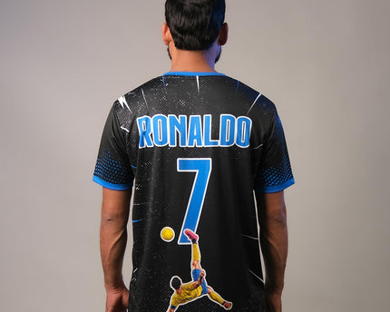 Ronaldofan Black Yellow Football Jersey | Goat Edition Overhead Kick Design