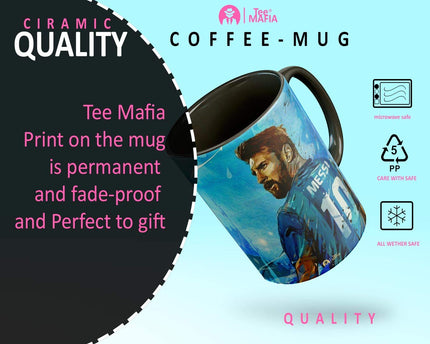 Tee Mafia Messi 3 Tone Black Mug with Print , Football Coffee Mug