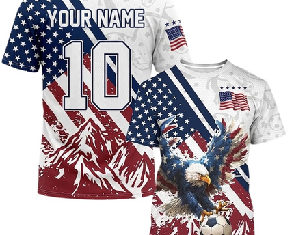 Custom USA Soccer Jersey with Name and Number, Personalized American Football Fan Shirt Game Day Apparel