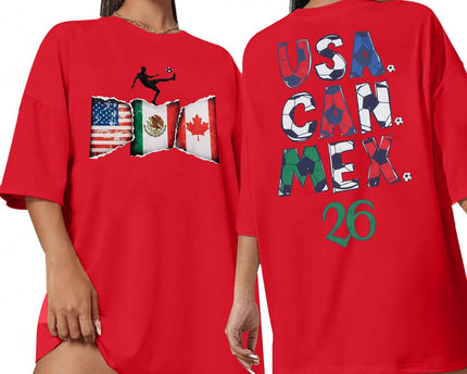 Soccer Cup 2026 Shirt Soccer Mom Shirts Women Oversized Football Match Season Jersey Bow T-Shirt Short Sleeve Top