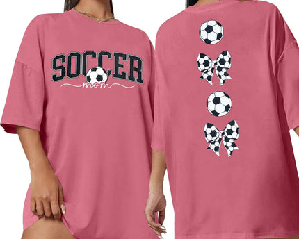 Soccer Cup 2026 Shirt Soccer Mom Shirts Women Oversized Football Match Season Jersey Bow T-Shirt Short Sleeve Top