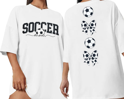 Soccer Cup 2026 Shirt Soccer Mom Shirts Women Oversized Football Match Season Jersey Bow T-Shirt Short Sleeve Top