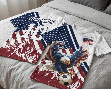 Custom USA Soccer Jersey with Name and Number, Personalized American Football Fan Shirt Game Day Apparel