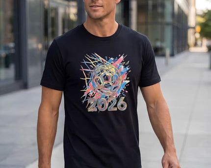 Men's Soccer Graphic T-Shirt, Cotton Short Sleeve Tee, Various Football Goal & 2026 Designs
