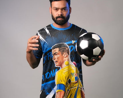 Ronaldofan Black Yellow Football Jersey | Goat Edition Overhead Kick Design