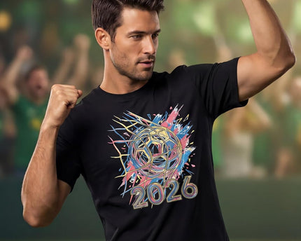 Men's Soccer Graphic T-Shirt, Cotton Short Sleeve Tee, Various Football Goal & 2026 Designs