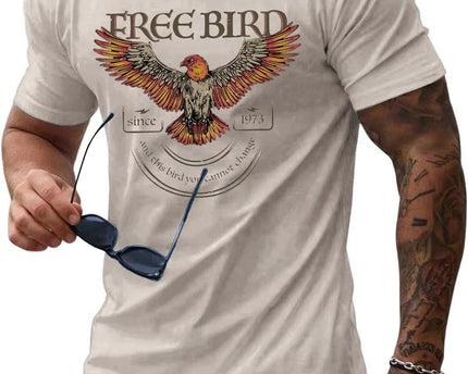 Round Neck Graphic Tees for Men Summer Fall Short Sleeve T-Shirt Basis Tops Blouse
