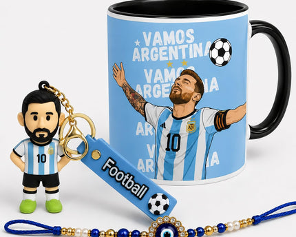 Lionel Messi Vamos Art Coffee Black Rim Ceramic Mug with Silicon Football