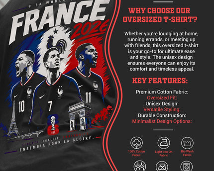 The Print Platter France FIFA World Cup 2026 Black Oversized