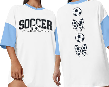 Soccer Cup 2026 Shirt Soccer Mom Shirts Women Oversized Football Match Season Jersey Bow T-Shirt Short Sleeve Top