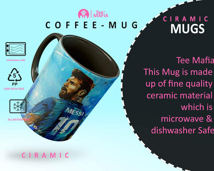 Tee Mafia Messi 3 Tone Black Mug with Print , Football Coffee Mug
