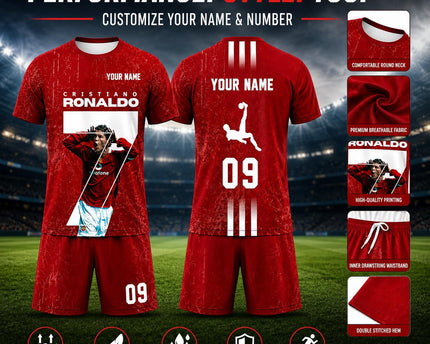Personalized Cristiano Ronaldo Fan Sports T Shirt with Name & Number