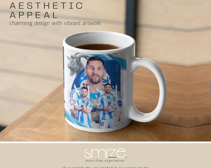 Messi Mug Blue Ceramic Coffee - Durable Design, Gift for Football Fans