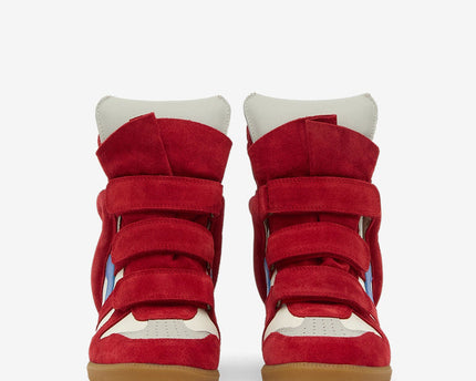 Men's Isabel Marant Bekett Hidden Wedge High Top Red Sneakers
