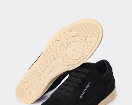 Men's Emporio Leather And Suede Black Sneakers