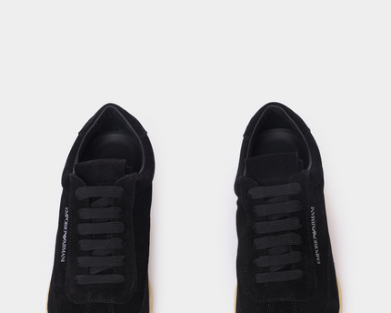 Men's Emporio Leather And Suede Black Sneakers