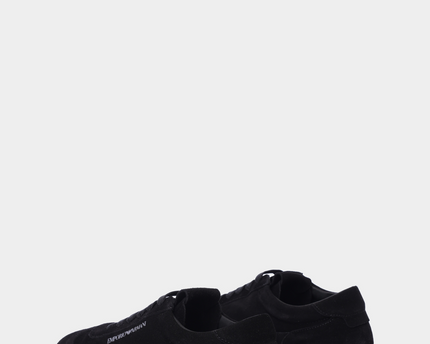 Men's Emporio Leather And Suede Black Sneakers