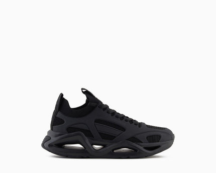 Men's Ea7 Emporio Armani Sneakers With Mesh Panels Black Sneakers