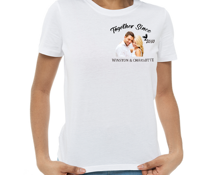 Custom Photo Together Since - T Shirt - Couple T-Shirt Anniversary Gifts For Her, Him Personalized Custom T-Shirt
