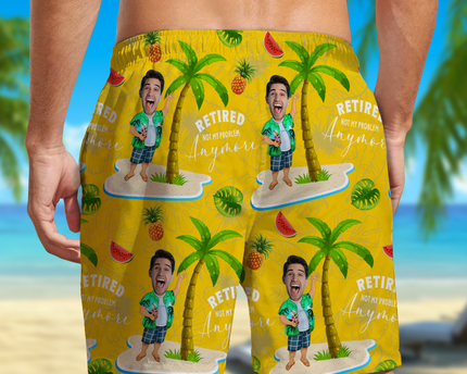 Custom Face All Over Print Beach Short Personalized Retirement Gift for Dad