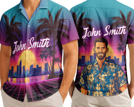 Custom Photo Sunset Pop - Personalized Customized Hawaiian shirt
