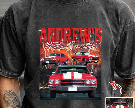 Custom Photo Classic Car Portrait Retro Style Comfort Shirt