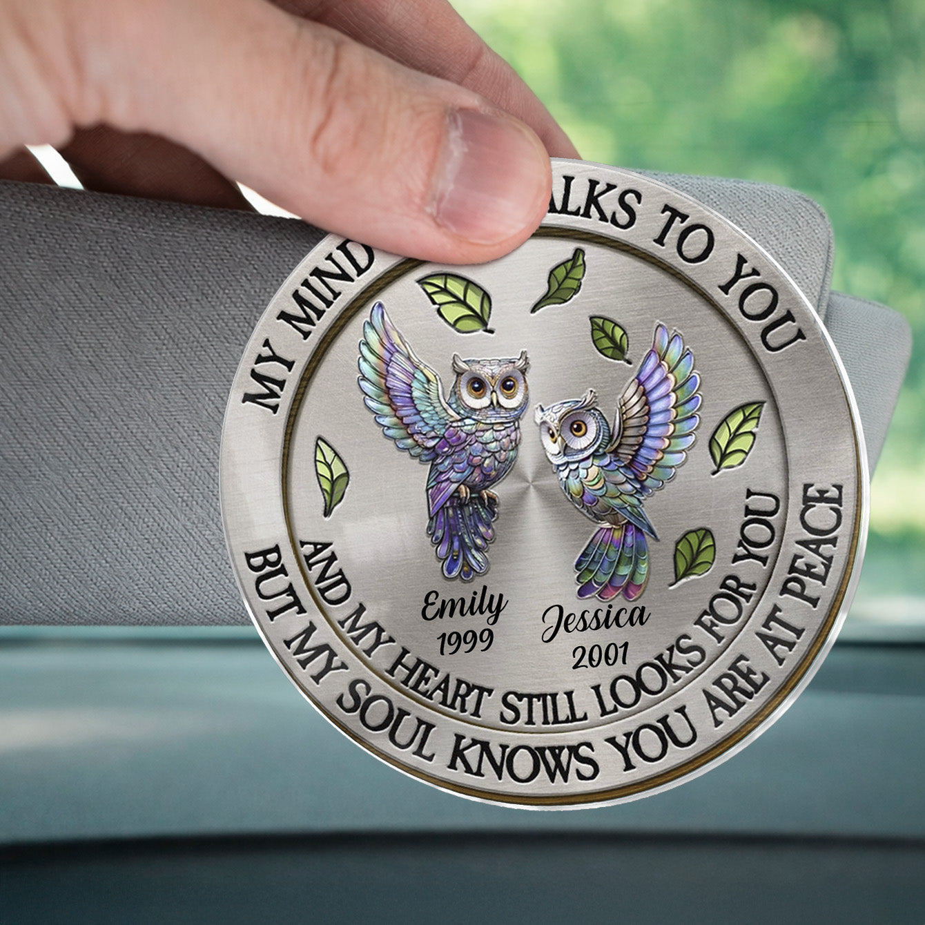 Memorial My Mind Still Talk To You - Personalized Car Visor Clip - Meaningful Gift For Family Members, Mom, Dad