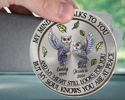 Memorial My Mind Still Talk To You - Personalized Car Visor Clip - Meaningful Gift For Family Members, Mom, Dad