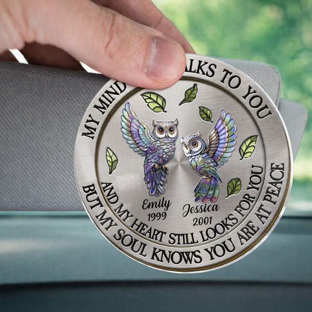 Memorial My Mind Still Talk To You - Personalized Car Visor Clip - Meaningful Gift For Family Members, Mom, Dad