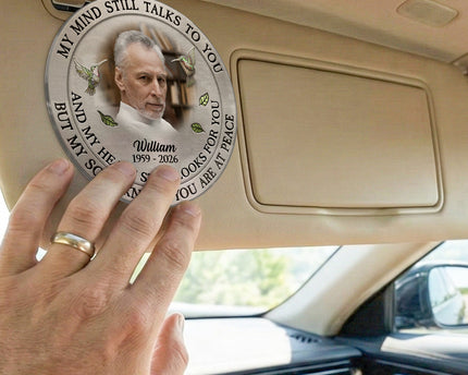 Custom Photo My Mind Still Talk To You - Personalized Car Visor Clip - Special Gift For Family Members