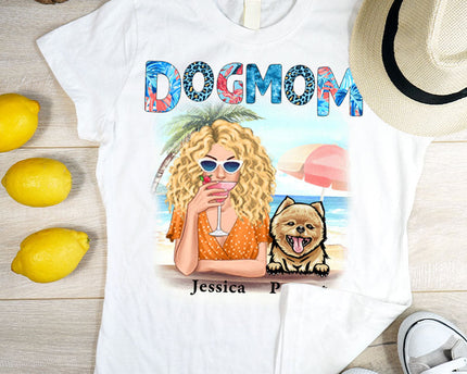 Dog Mom Summer Patterned Personalized Shirt