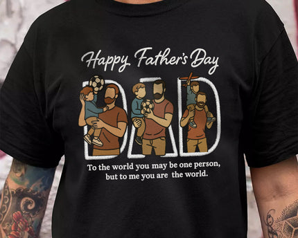 Custom Portrait Photo Happy Father's Day Dad With Kid Embroidered Shirt