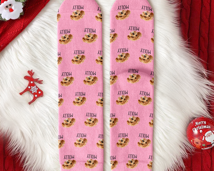Custom Pet Portrait Socks ? Personalized Dog/Cat/Person Photo & Name Gift