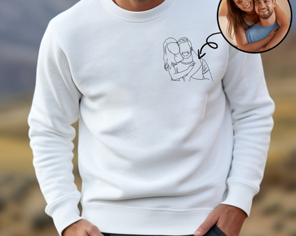 Custom Portrait Photo Drawing Style Couple Bright Shirt Gift For Valentine's Day