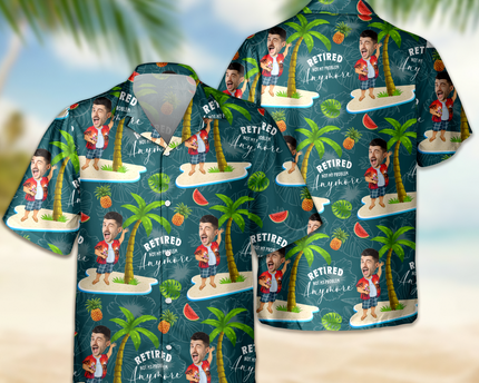 Custom Face All Over Print Hawaiian Shirt Personalized Retirement Gift for Dad