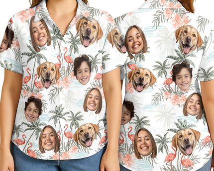 Custom Photo With Beloved Ones Tropical - Personalized Customized Hawaiian shirt