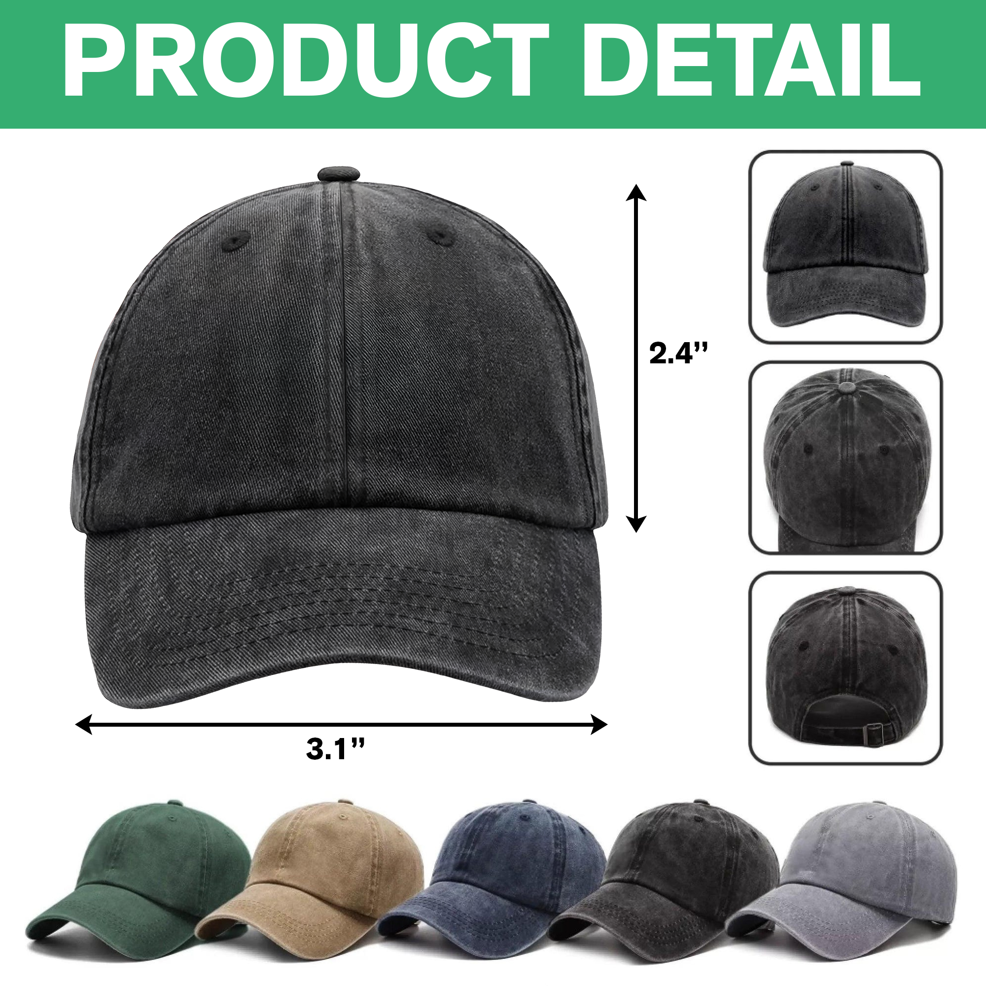 Custom Car Photo Personalized Washed Denim Baseball Cap
