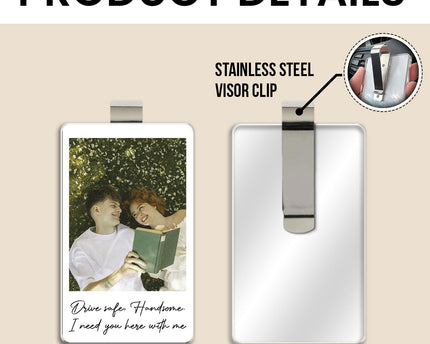 Custom Photo Drive Safe I Love You - Personalized Car Visor Clip - Special Gift For Couple, Boyfriend, Girlfriend