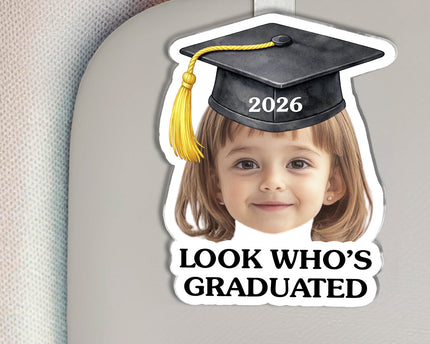 Custom Photo Look Who Graduated - Personalized Car Visor Clip - Special Gift For Family Members, Best Friends, Siblings