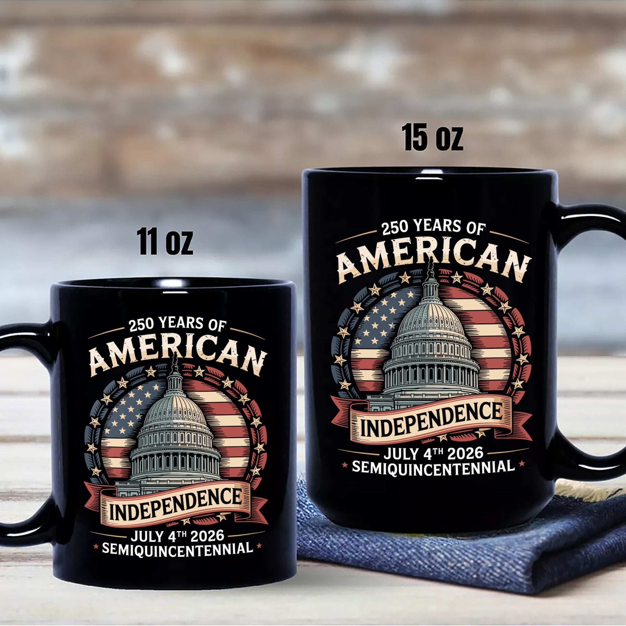 250 Years Of America Black Mug