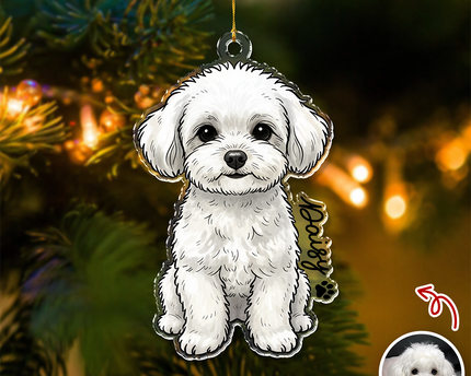 Custom Cute Dog Photo Portrait Christmas Decoration Acrylic Ornament