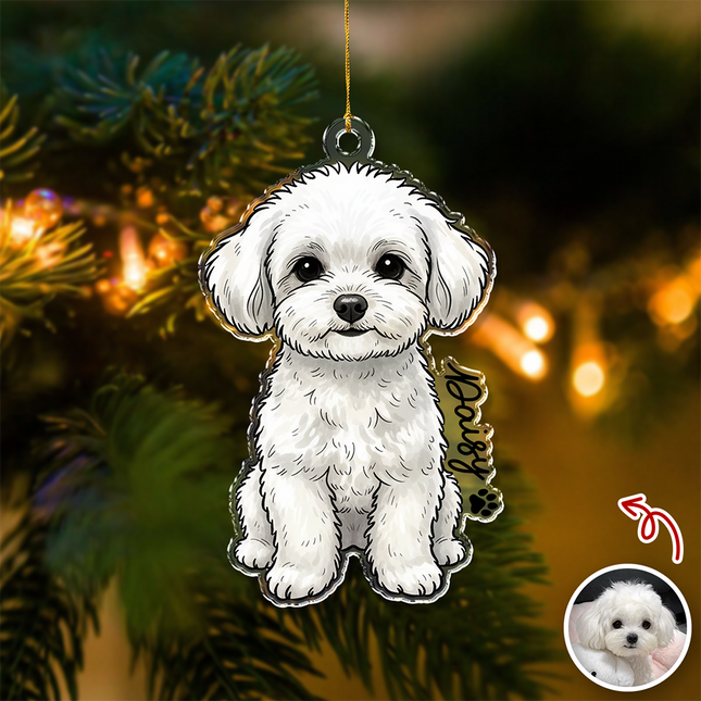 Custom Cute Dog Photo Portrait Christmas Decoration Acrylic Ornament