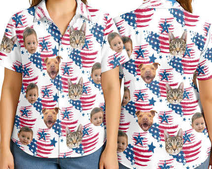 Custom Photo With Beloved Ones American Theme - Personalized Customized Hawaiian shirt
