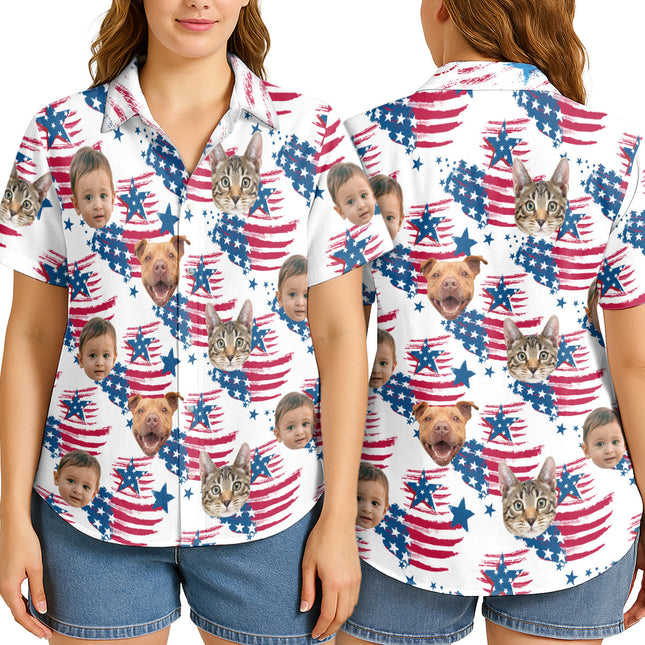 Custom Photo With Beloved Ones American Theme - Personalized Customized Hawaiian shirt