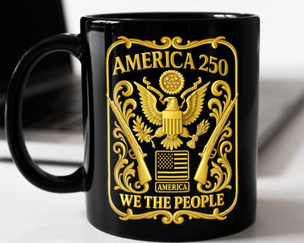 1776 - 2026 America 250th Anniversary Black Mug
